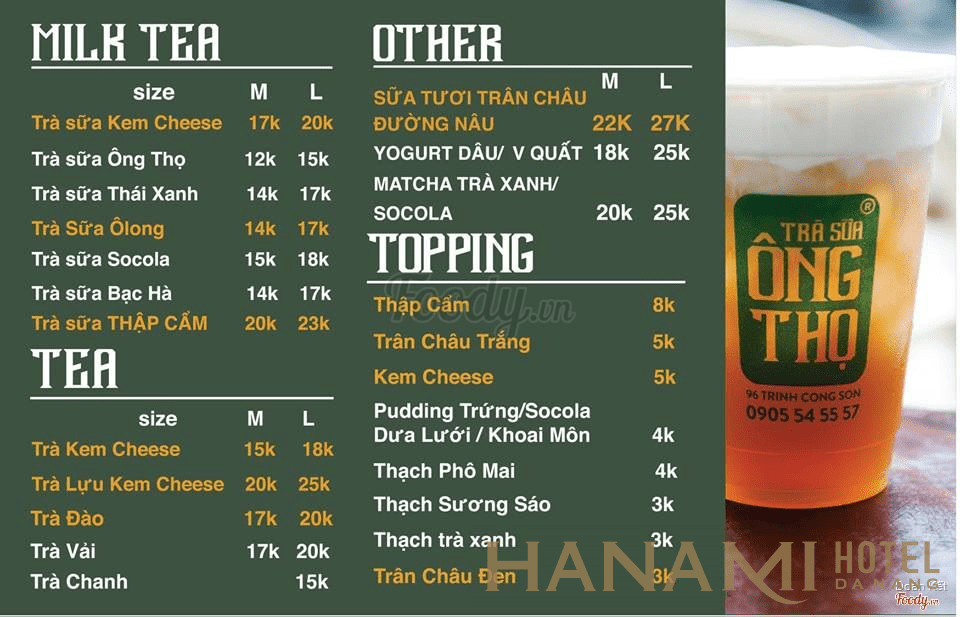 Menu đa dạng tại Ông Thọ