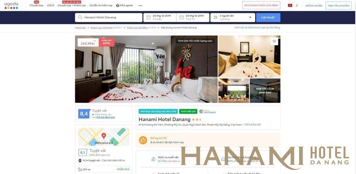 giá phòng khách sạn ven biển Đà Nẵng giá rẻ Hanami Hotel Danang