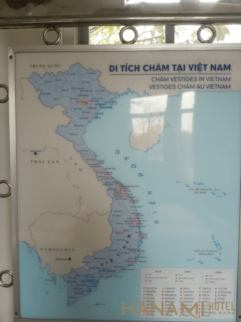 Sơ đồ các tuyến điểm đền tháp Chăm ở Việt Nam